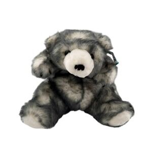 Vtg Gray White Plush Teddy Bear Animal 15" Soft Fur Fine Toy Co. Ltd Rite Aid